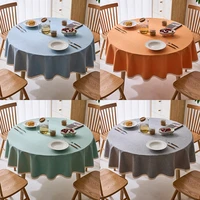 cotton linen japanese solid round tablecloth withtassel lace table cover round table cloth home dinning table decoration