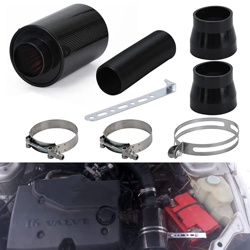 

Универсальный 3-дюймовый Автомобильный фильтр из углеродного волокна для холодного воздуха, впускной шланг, комплект для автомобильного фи...