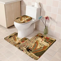 3 piece toilet set egyptian frescoes floor mats set anti slip absorbent bathroom rugs pharaoh wings carpet creative printed gift