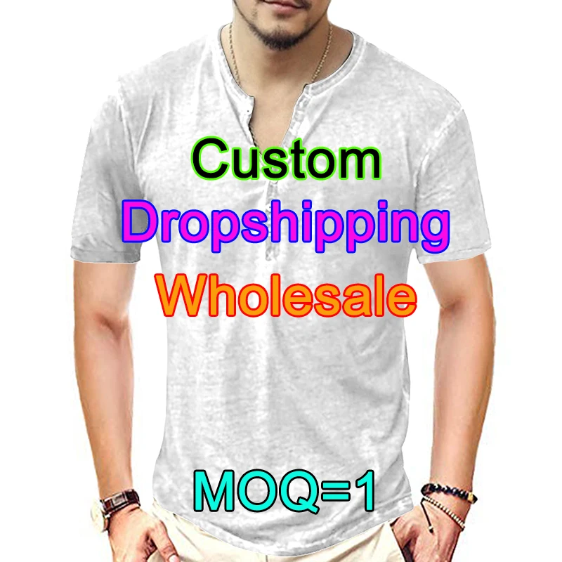 

Custom Men Spring Summer DIY T-shirt Skull Vintage 3D Print Clothes Oversized Short Sleeve V-Neck Buttons Male T-Shirt Drop Ship