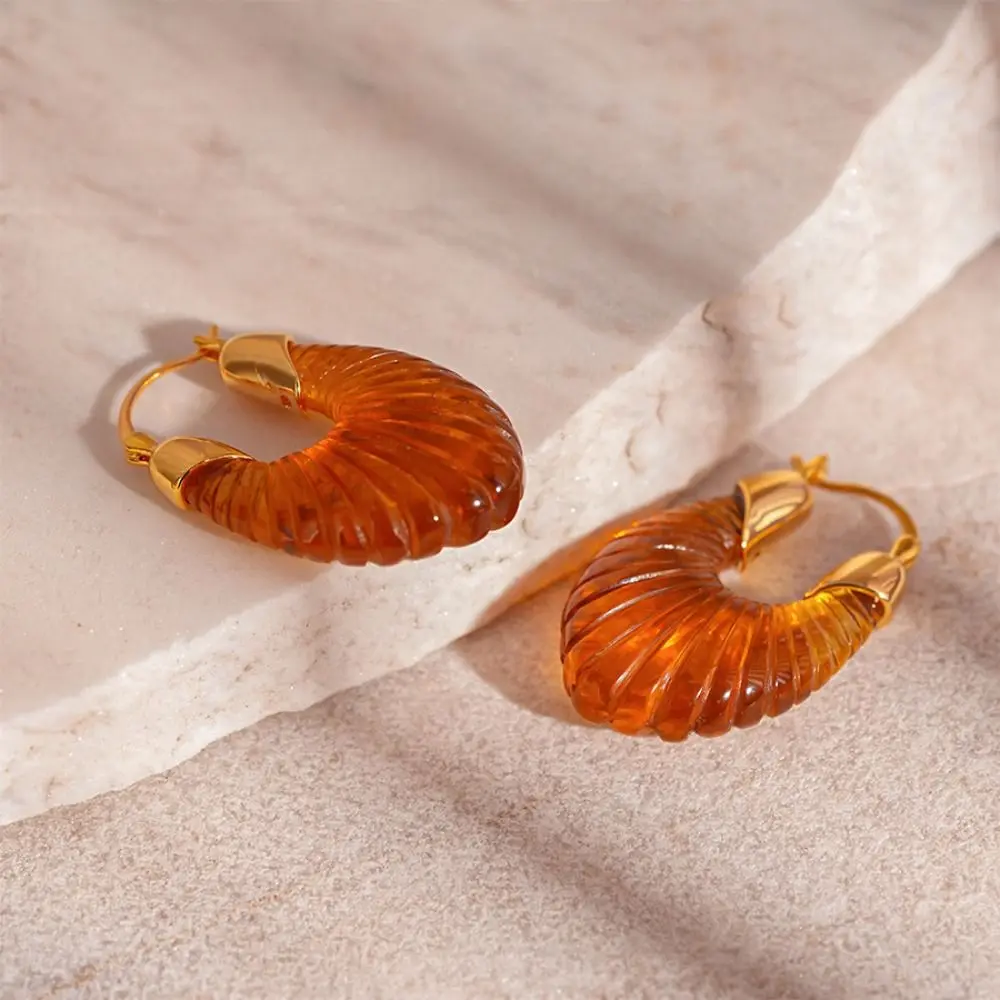 Большие серьги-кольца из смолы с геометрическим рисунком винтажные модные