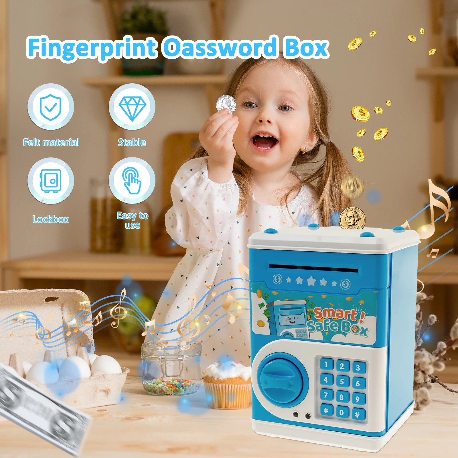 Детская копилка милая детская с паролем и игрушечной банкнотой электронный код