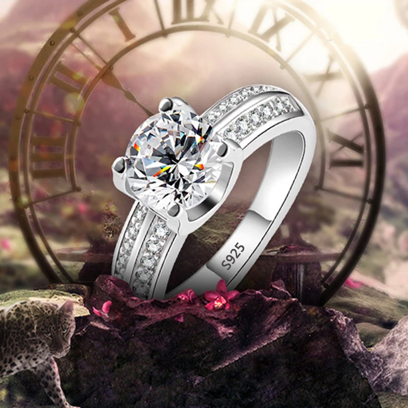 

YANHUI Tibetan Silver Wedding Rings For Women 1 ct CZ Zircon Engagement Fashion Jewelry Gift New Arrival R373