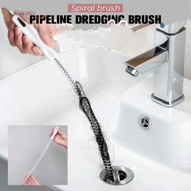 

NEW 45CM Pipe Dredging Spiral Brush Sink Drain Overflow Cleaning Brush Bathroom Sewer Hair Catcher Clog Plug Hole Remover Tool