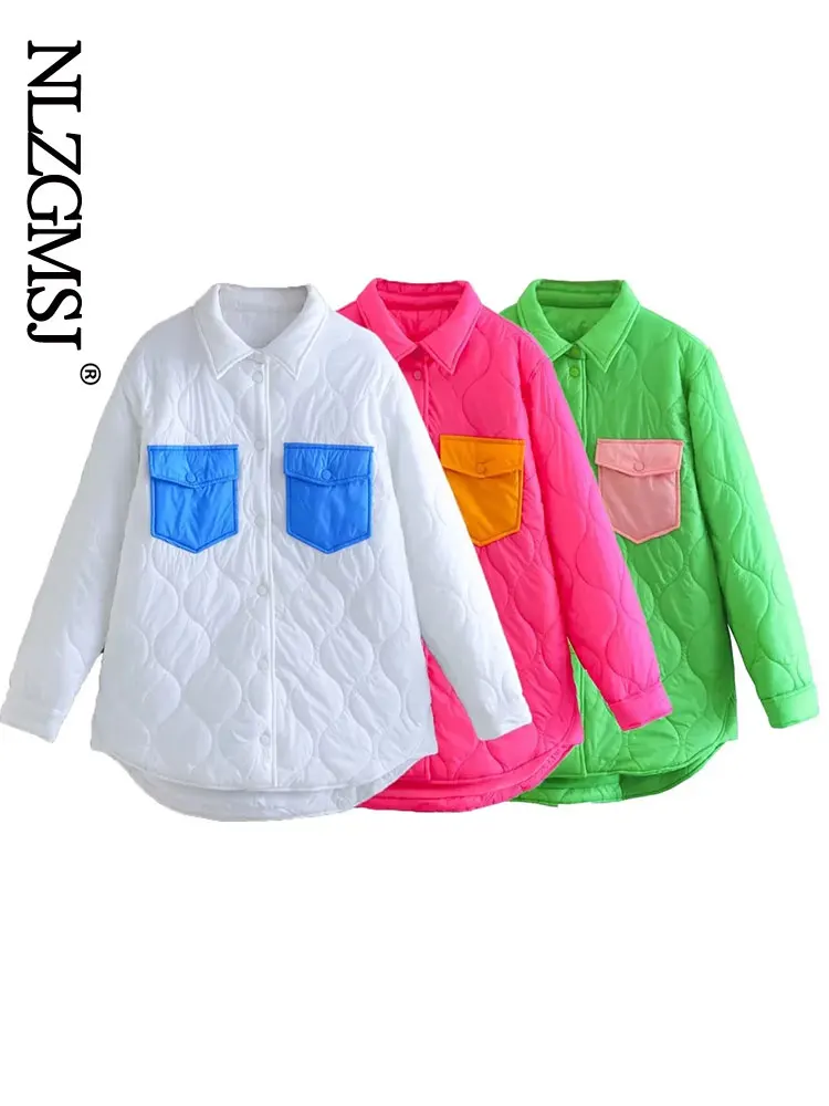 

Nlzgmsj 2023 Spring Autumn Women Vintage White Parka Coat Casual Lapel Warm Loose Long Winter Cotton Jacket Outerwear Female