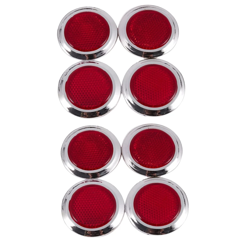 

8 Pcs Auto Car Plastic Round Reflective Reflector Sticker Red