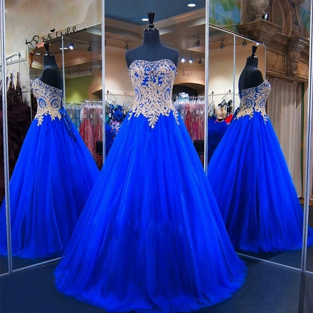 

ANGELSBRIDEP без бретелек, королевское синее платье Quinceanera, 15 цветов, винтажные золотистые бриллианты, платья принцессы на день рождения, Китай
