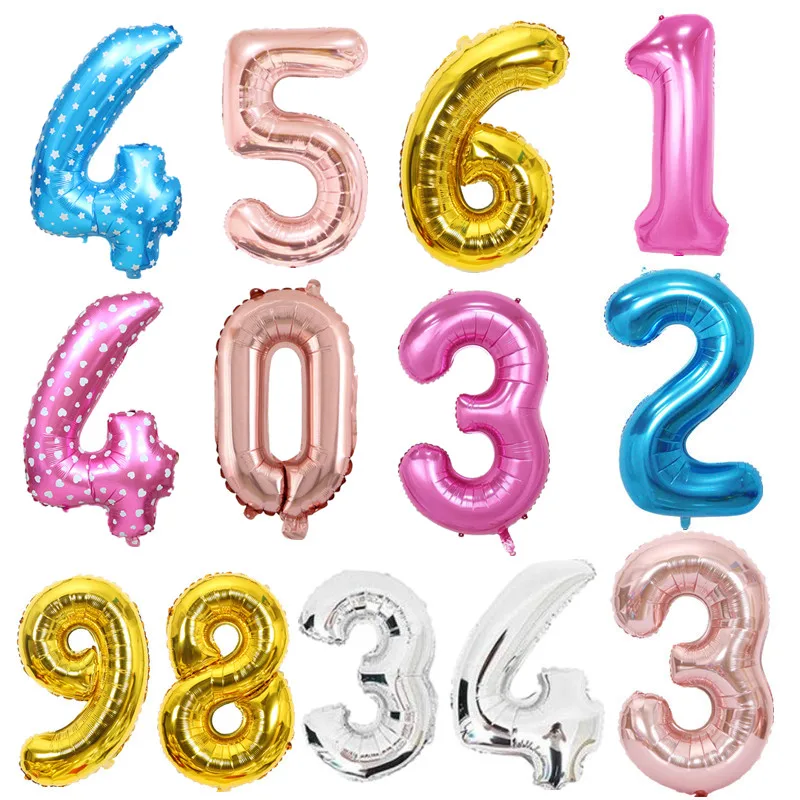 30 Inches Gold Silver Pink Blue Number Foil Balloons Champagne Digit Balloons Kids Adult Birthday Party Wedding Decoration