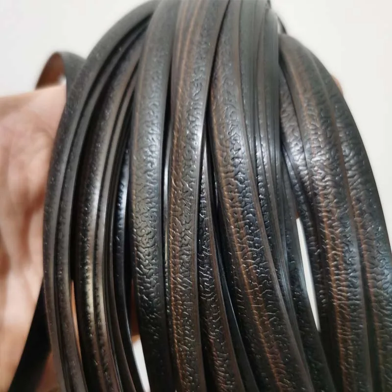 50 Meters 8mm Width Embossing Gradient Black Coffee Flat PE Synthetic Rattan Handmade Weaving Material Knit Repair Chair Table