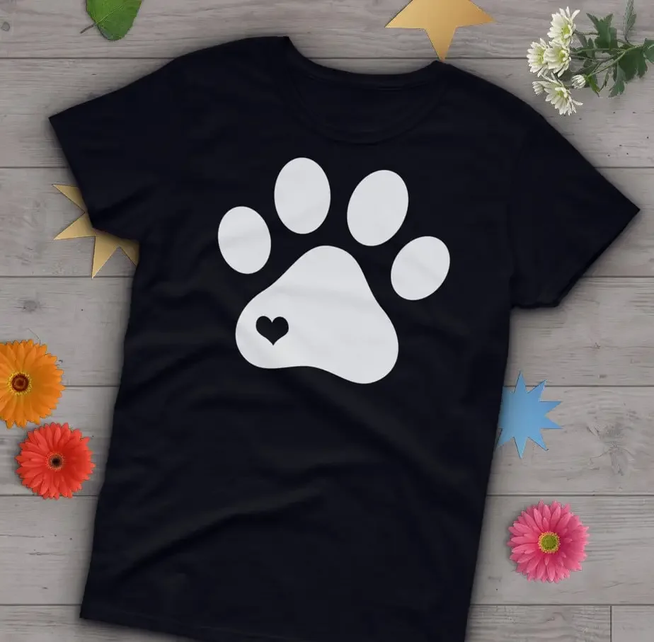 Футболка с принтом лапы для любителей собак милые топы домашних животных мамы и