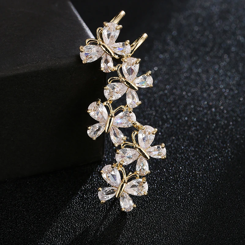 

Japan's Charming Petal Clip Earrings with Stone Cubic Zircon Clip Earings for Girls Student Women Couple In Wedding with Party