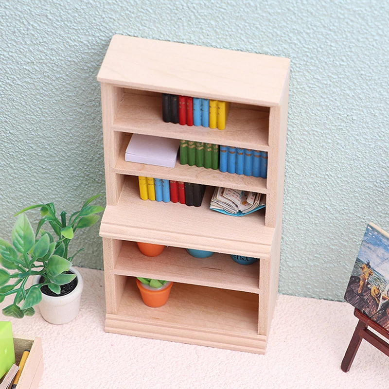 1pc Dollhouse Miniature Bookcase Bookshelf Display Cabinet Storage Cabinet Model Furniture Ornament Decor Pretend Toys