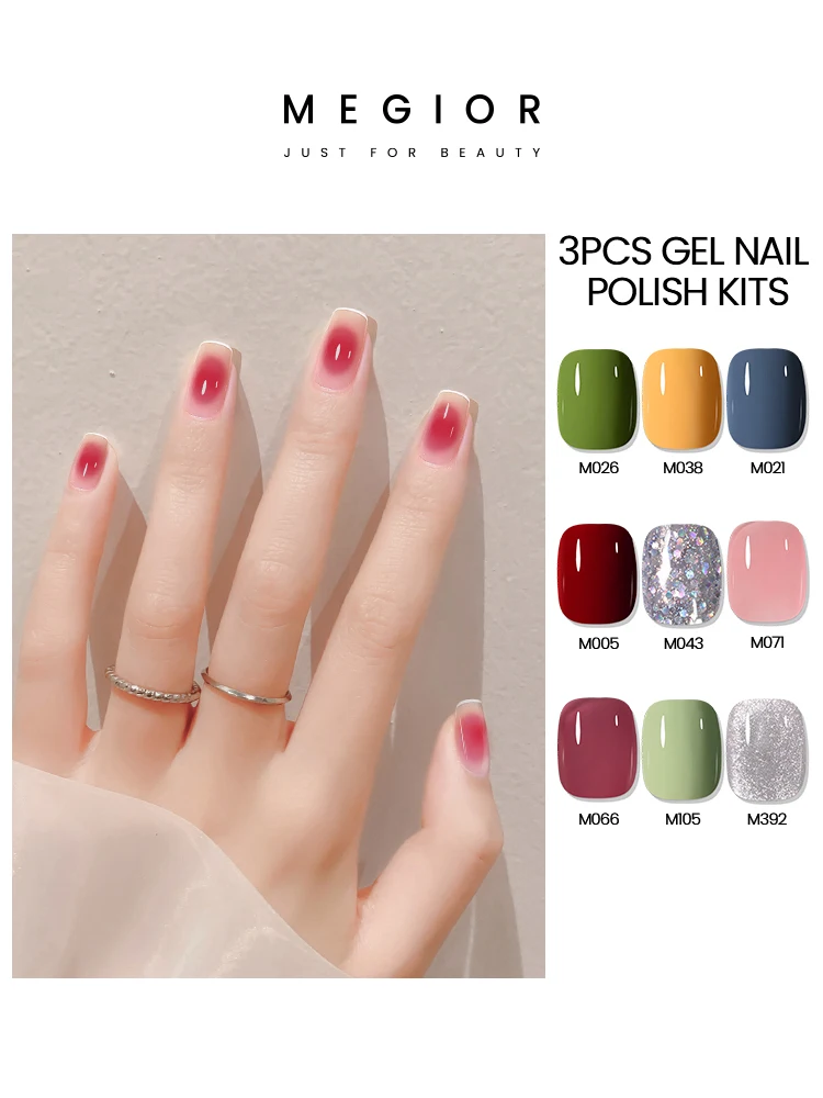 

3Pcs Gel Nail Polish Kits Summer Translucent Jelly Gel Nail Cat Eye Gel Nail Sparkle Shinny UV Gel For Nail Art Manicure And DIY