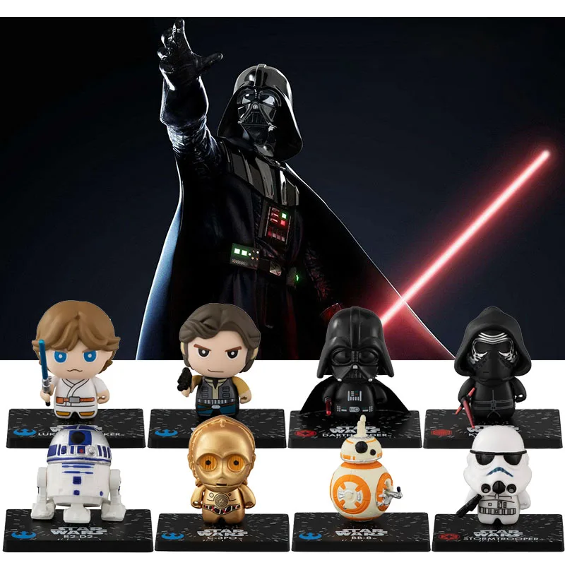 

Bandai Star Wars Darth Vader Stormtrooper R2-D2 C-3P0 Han Solo Luke Skywalker Doll Gifts Toy Model Anime Figures Collect