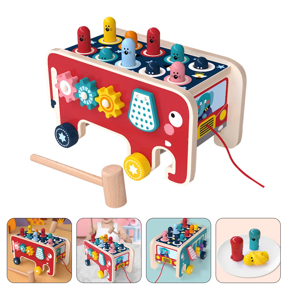 

1 Set Children Beating Cartoon Elephant Wooden Knock Educational