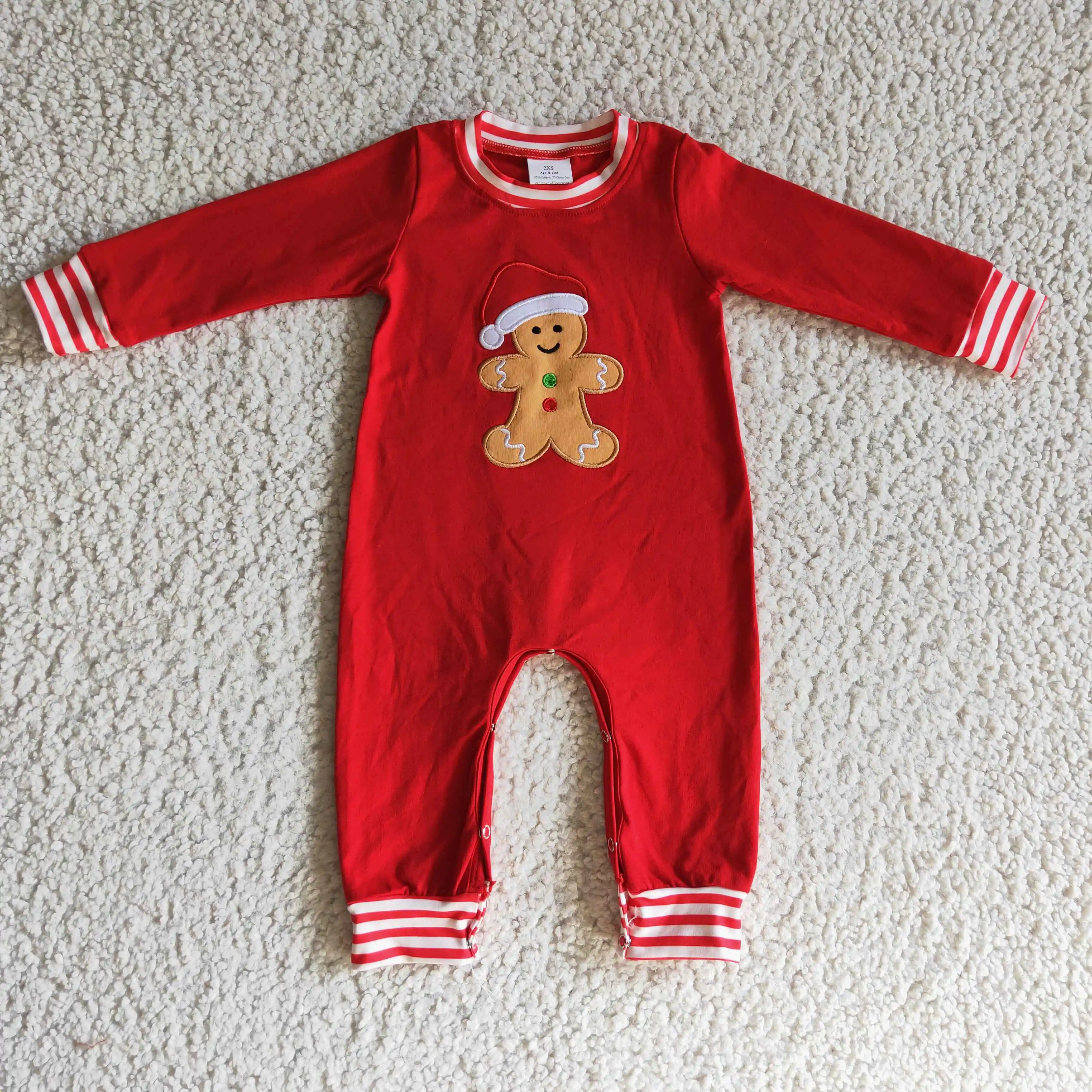 

new style romper red embroidery cartoon buttons long sleeve romper baby clothes girl wholesale kids clothing