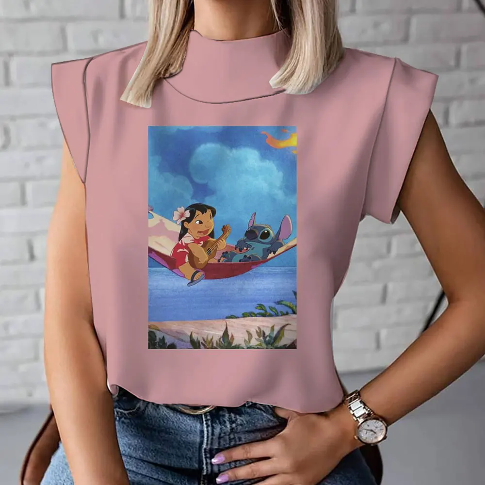 

Lilo and Stitch Anime Summer New Disney Series Girls T-Shirt Sleeveless Top 2023 Harajuku Print Ladies Loose All-match Vest