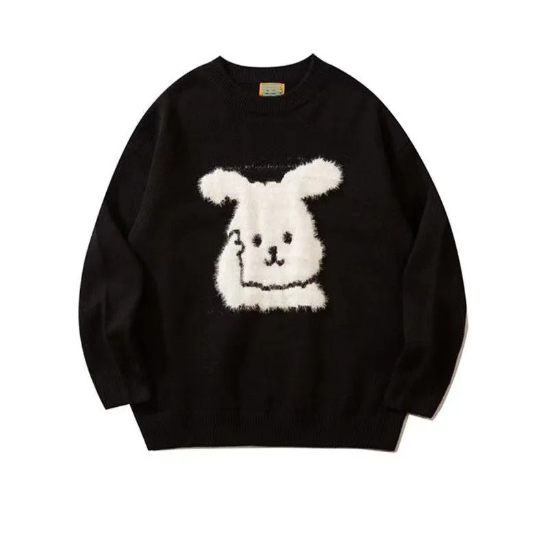 

2022 Winter Men's Fashion Cartoon Thicken Wool Sweater Retro Lazy Style Knitting Keep Warm Casual Coats Round Neck Pullover