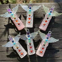 natural stone angels pendants reiki healing 7 chakras quartzs energy pendant for jewelry making diy women amulet necklace gifts