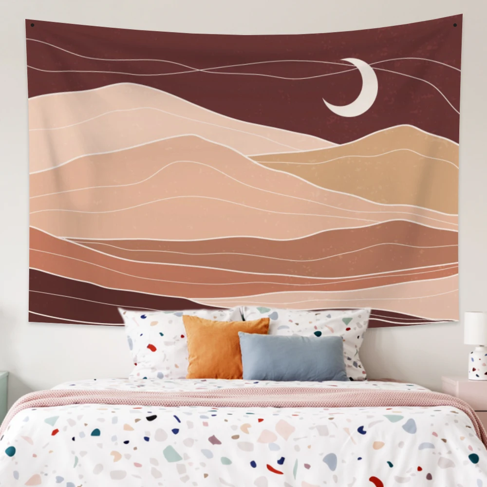 

Nordic Style Abstract Sun Moon Tapestries Morandi Color Wall Hanging Carpets Sofa Background Decor Bohe Hippie Blanket Bed Mat