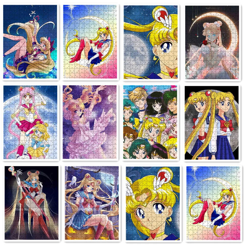 

Sailor Moon Jigsaw Puzzle 300/500/1000 Pcs Beauty Girl Puzzles Educational Intellectual Decompressing Fun Game Adults Kids Gift