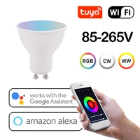gu10 focos 110v 220v led smart spoltlight 5w rgb intelligent bulb work with google assistant alexa tuya voice control
