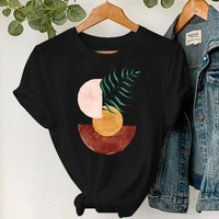 women tshirt 2022 summer geometry short sleeve fashion print lady t shirts tops kawaii clothing graphic 90s female tee tshirt