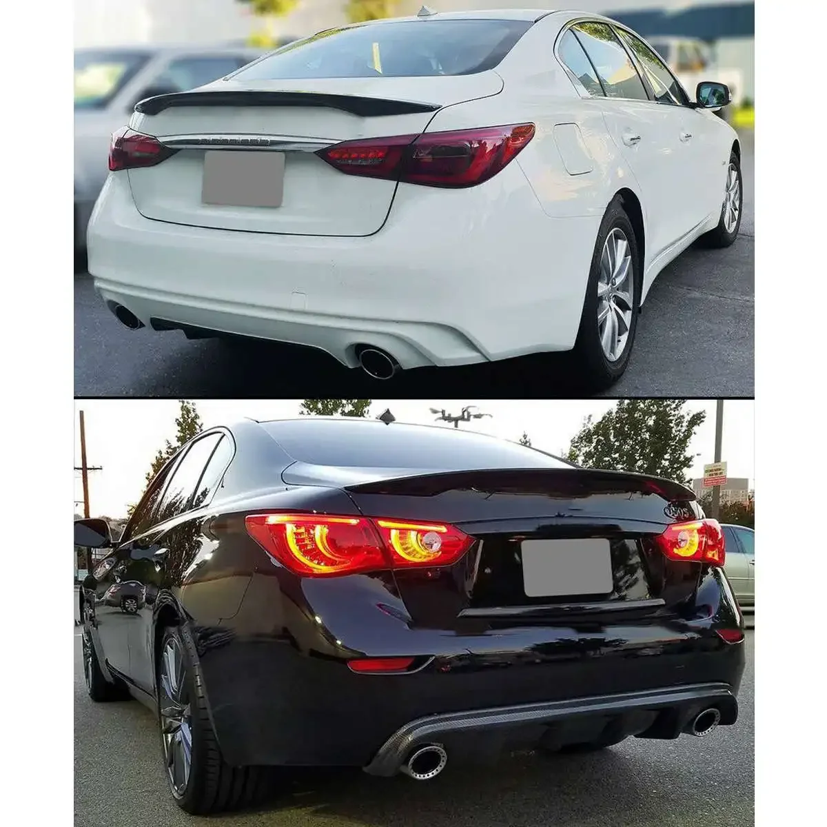 Фото Окрашенный глянцевый черный Автомобильный спойлер для багажника, спойлер на крышу для INFINITI Q50 2014-2020, комплект для кузова Infiniti q50 №2