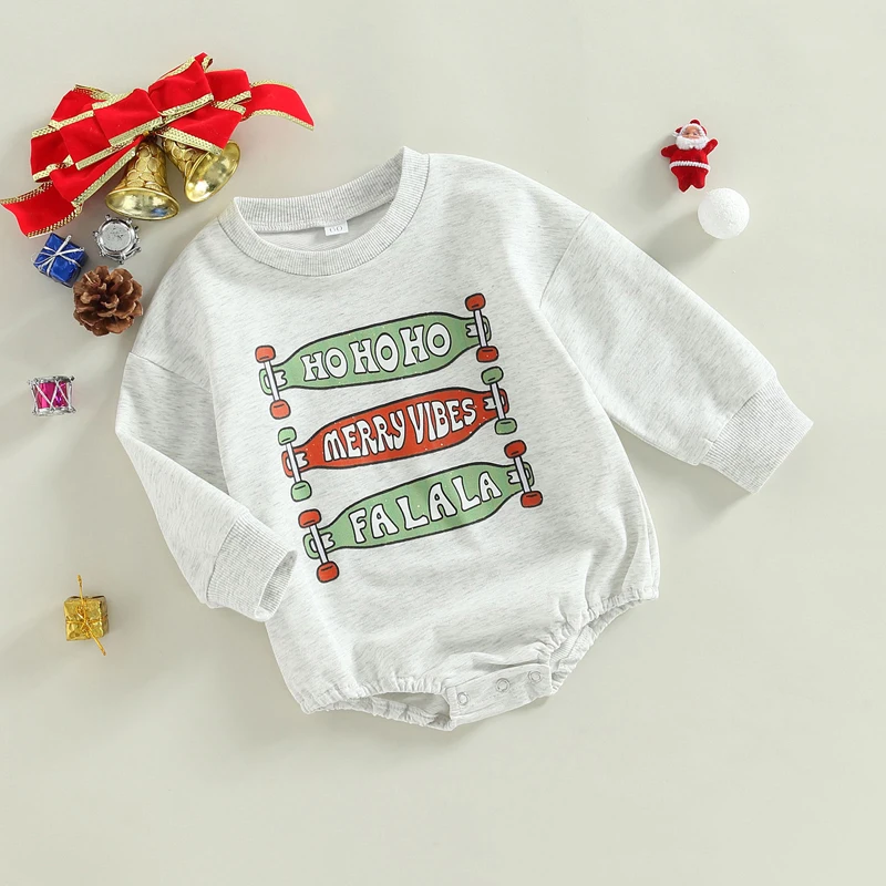 

Christmas Baby Boy Girl Clothes Santa Claus Romper Crewneck Oversized Long Sleeve Sweatshirt Bodysuit Baby Xmas Clothes Outfit