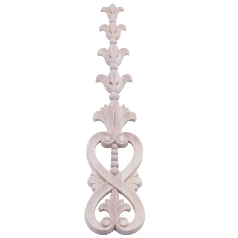 

Rubber Wood Carved Onlay Applique Unpainted Flower Door Home Furniture Decor size:36X7cm