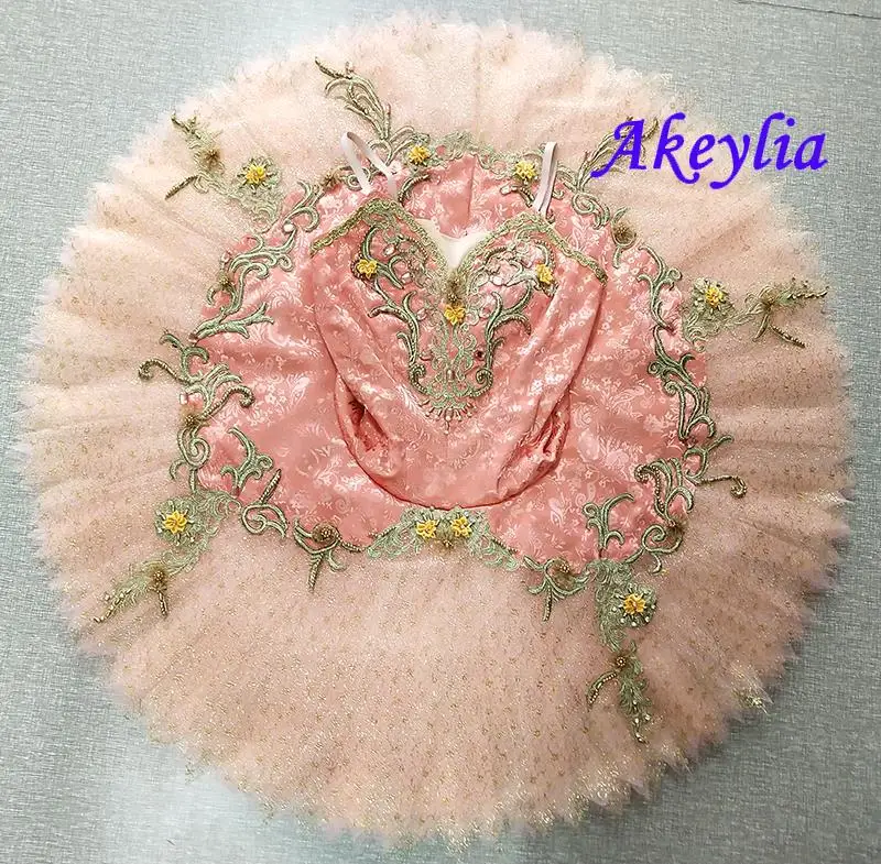 YAGP принцесса профессиональная балетная пачка оранжевое золото жаккардовая