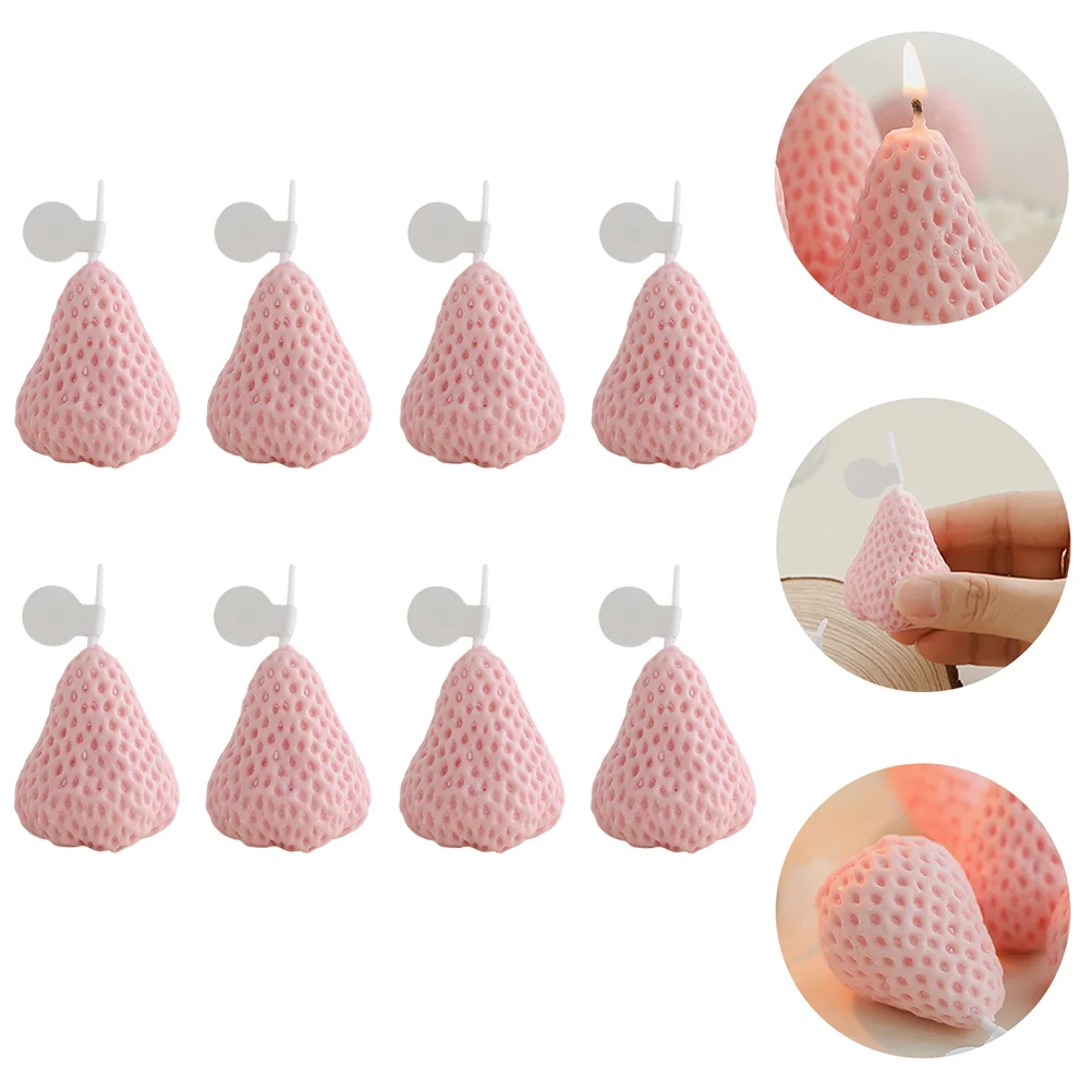

8 Pcs Strawberry Scented Nativity Decor Bedroom Soybean Scented Soy Paraffin Fruit Candles Scented Travel