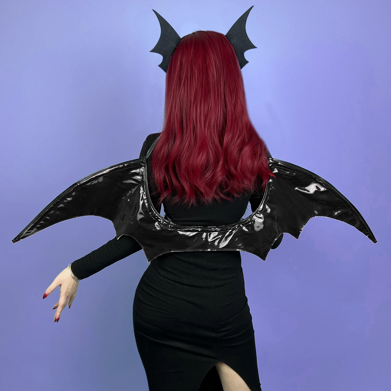 Фото KORURACLUB Фиолетовый и черныйSuccubus Хэллоуин реквизит для косплея полиуретан маленькие крылья летучей мыши дьявола №3