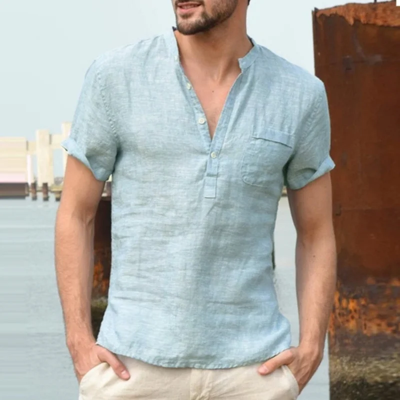 Cotton And Hemp Male Shirt Men's Vintage Slim Breathable Retro Clothes WASH Harajuku SUMMER MAN Linen Streetwear M-3XL Camisa