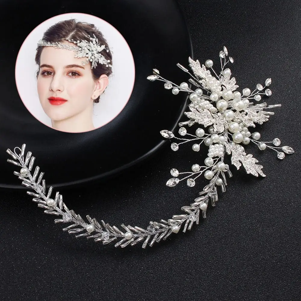 

Gift for Women Silver Color Statement Bride Hair Jewelry Turban Headwear Wedding Jewelry Hair Band Crystal Rhinestone