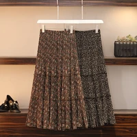 high waist skirt women vintage floral printed casual korean skirts ladies 2022 new fashion maxi retro skirts