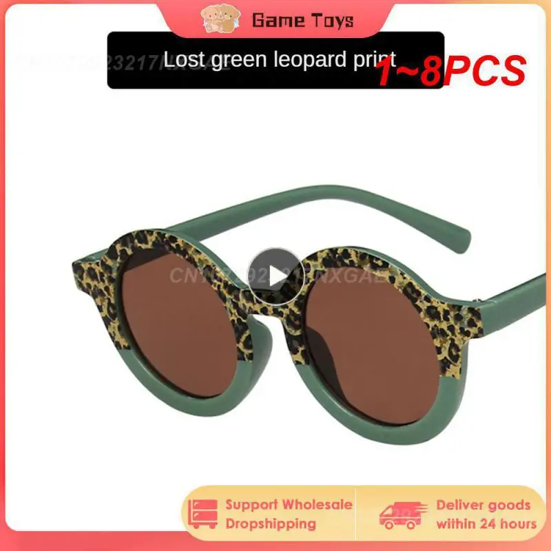 

1~8PCS Children Boy Girl Cute Leopard Double Color Cartoon Bear Shape Round Sunglasses Kids Vintage Sunglasses UV400 Protection