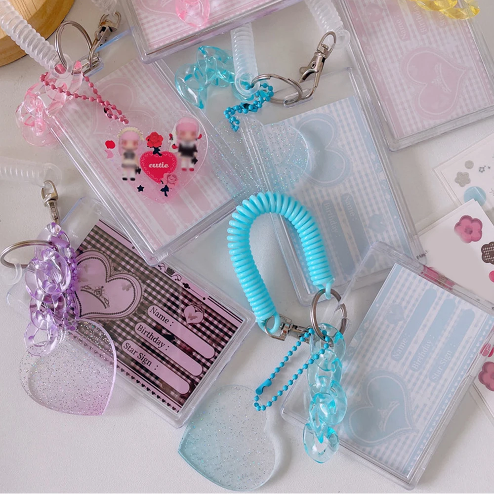 

Korean Card Protective Case Photo Display Holder ID Card Case Card Holder Bank Card Cover Fashion Transparent Slider Pendant