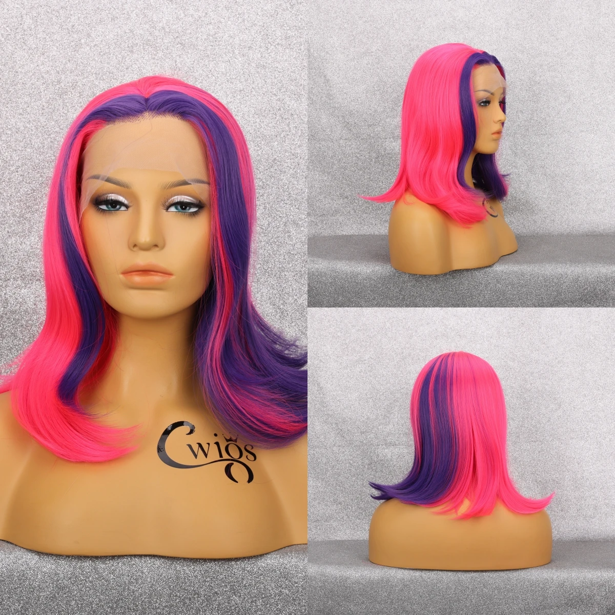 Синтетический кружевной парик cwigs розовый фиолетовый 13*3
