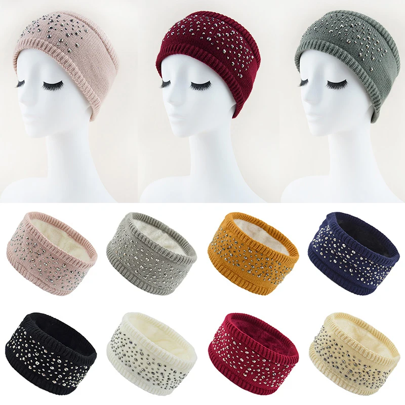 

Fuzzy Fleece Lined Knitting Headband Winter Warm Ear Women Velvet Thicken Turban Hair Band Headwrap Ear Warmer Hair Accessories