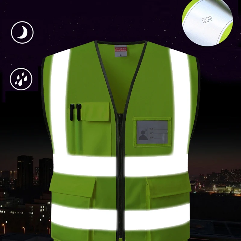 Mesh Safety Vest High Visibility Reflective with Pockets and Zipper Meets ANSI/ISEA Standards