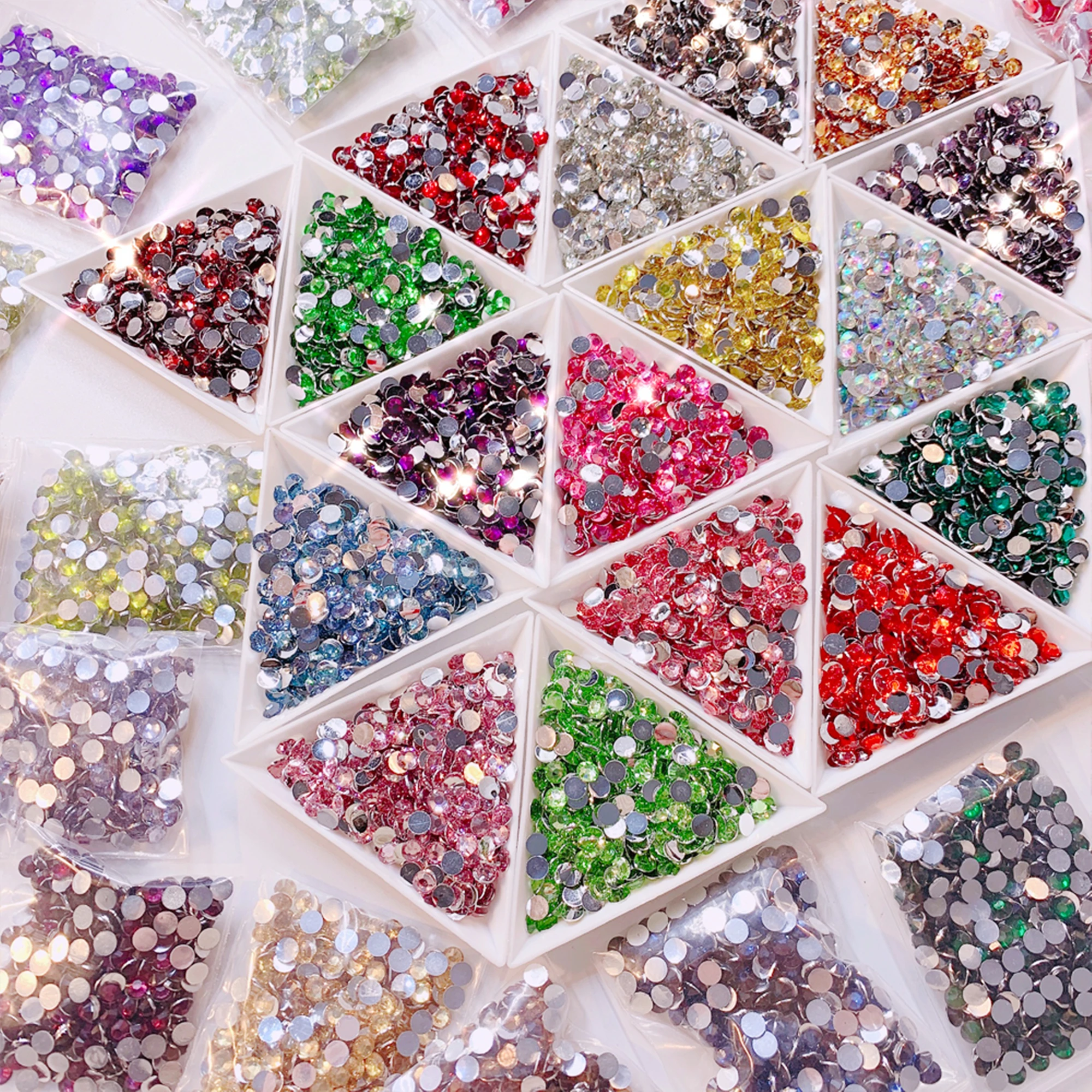 

2000 шт., разноцветные стразы 2/3/4/5/6 мм