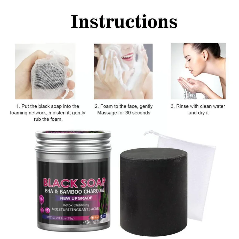 

Africa Bamboo Charcoal WHITEN SKIN Whitening Facial Cleanser Face Lightening Soap Salicylic Acid for Acne Blackhead Brighte