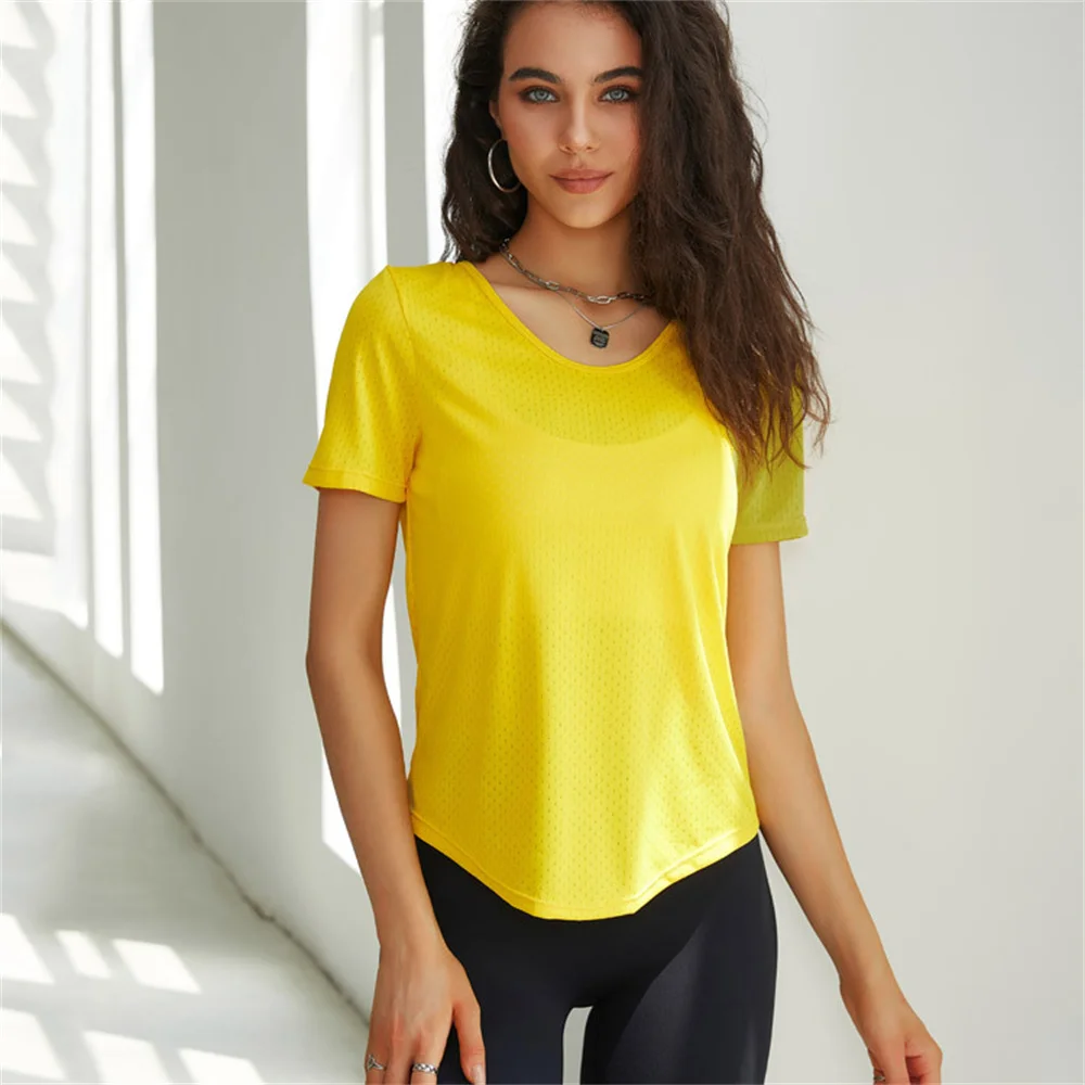 

New Yoga T-Shirt Women Summer Large Size Loose Wangkom Thin Back Fitness Wear Running Quick Dry Short-Sleeved Sports Tops