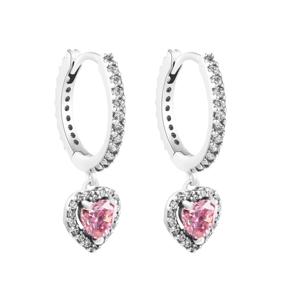 

2022 Sparkling Halo Heart Hoop Earrings Mother's Fashion Female Jewelry European Wedding Make Up Earrings For Jewelry Making
