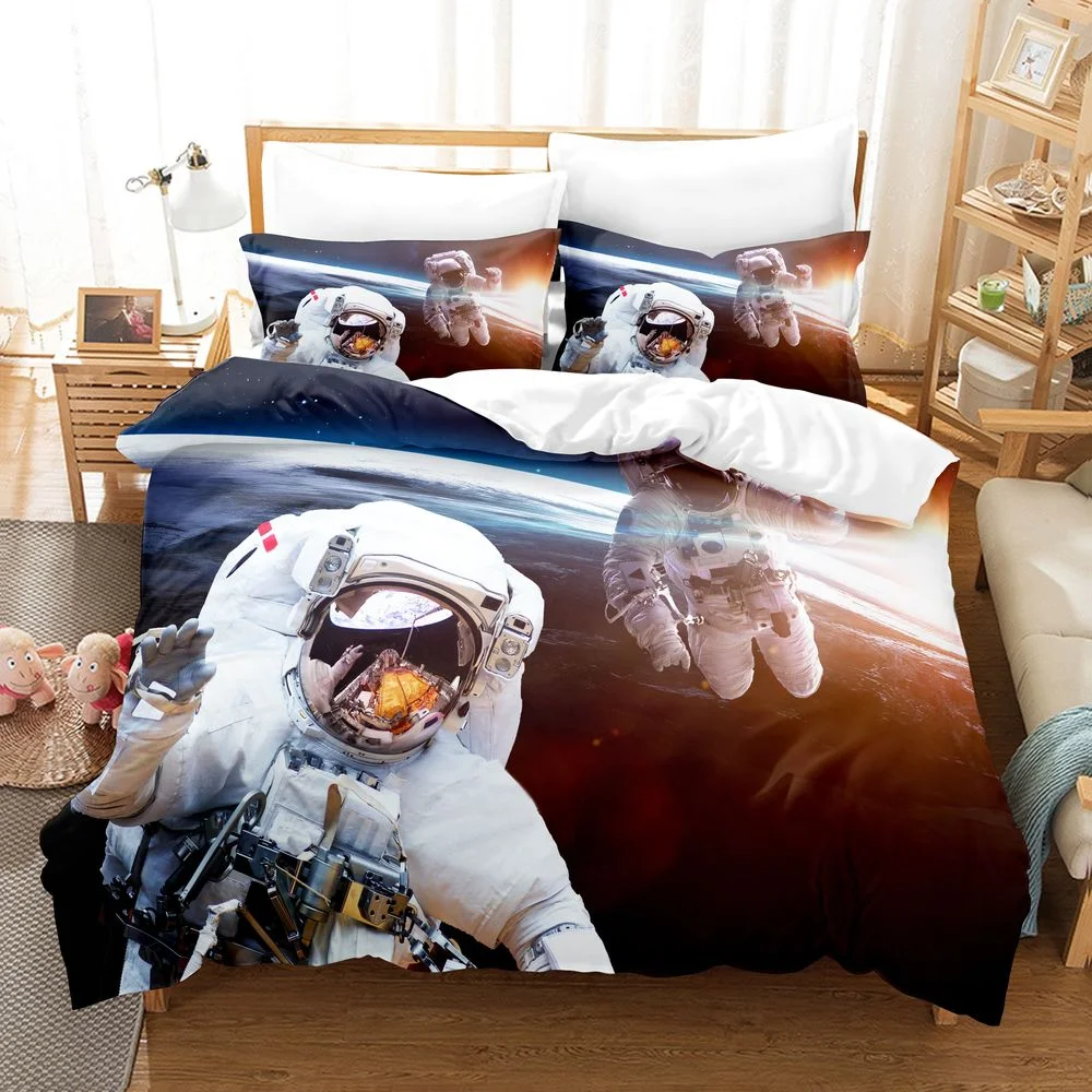 

Astronauts and Planets In Space Pattern Bedding Set Quilt Cover Home Bedroom Decor Queen King Size Duvet Cover Set Pillowcase