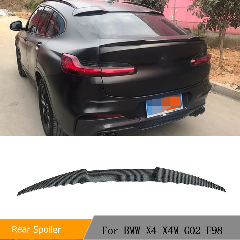 Фото Автомобильный задний спойлер из углеродного волокна для BMW X4 X4M G02 F98 2019-2020, спортивный внедорожник, багажник, губа, заднее крыло, комплект спойлера HighKick №1