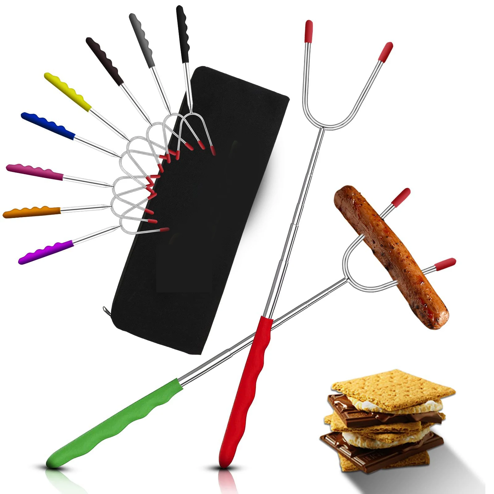 

Campfire Grill Sticks for Hot Dogs Extra Long Heavy Duty Forks for Fire Pits and Fireplaces Camping Grill Accessories
