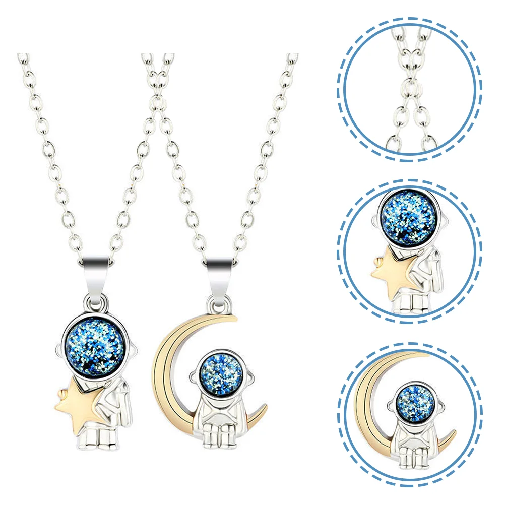 

1 Pair Astronaut Necklace Spaceman Necklace Couples Jewelries Valentine Gift Couples Necklace Matching Necklace