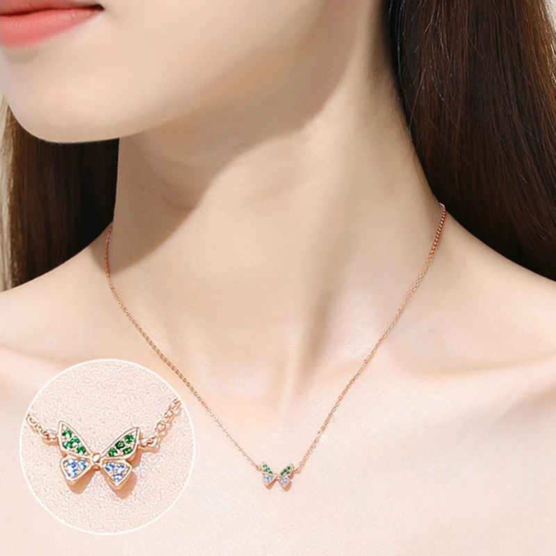 

Luxury Stainless Steel Butterfly Necklace For Women Crystal Purple Butterfly Aesthetic Necklaces Charms Choker Party Jewelry